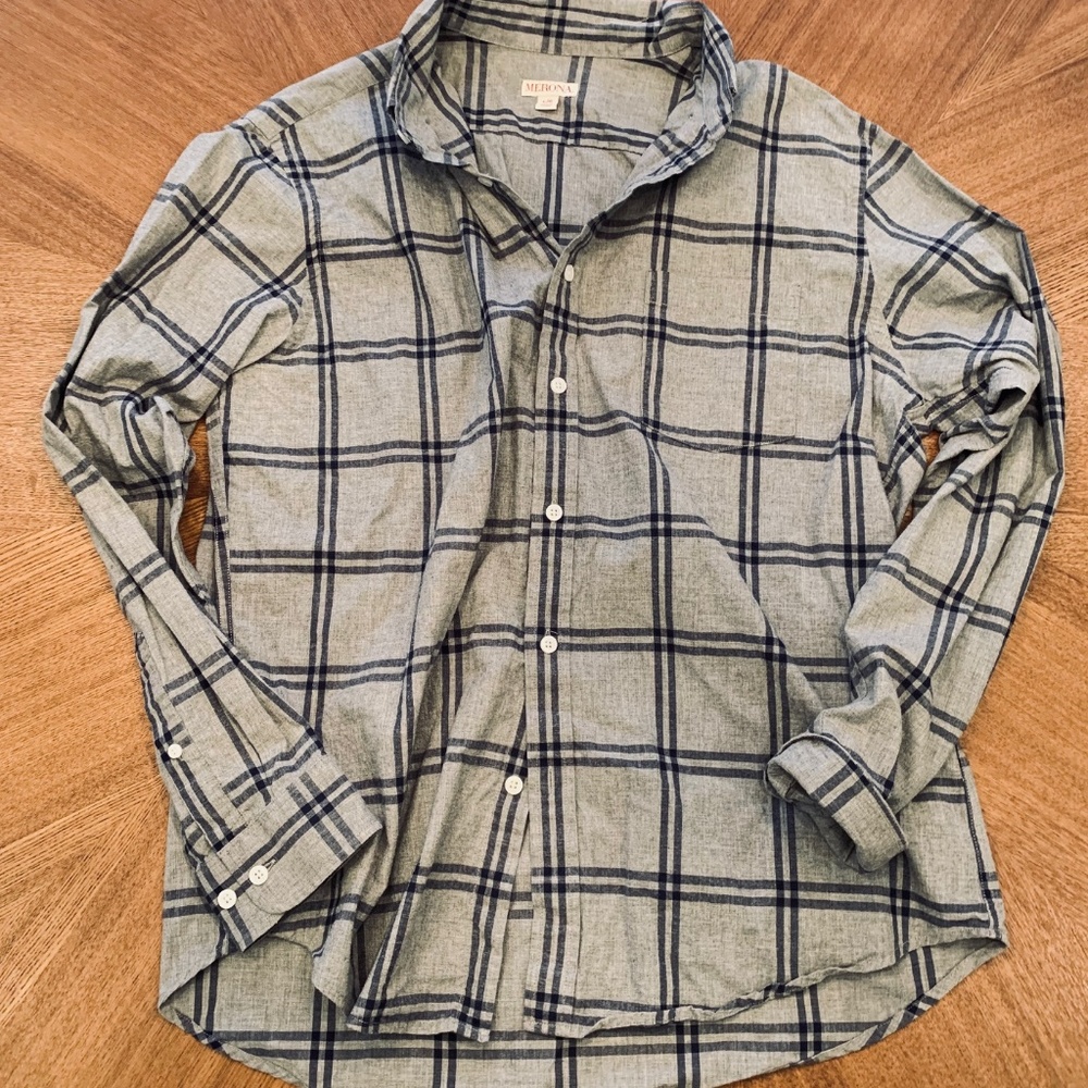 Merona Gray Button Down - size L